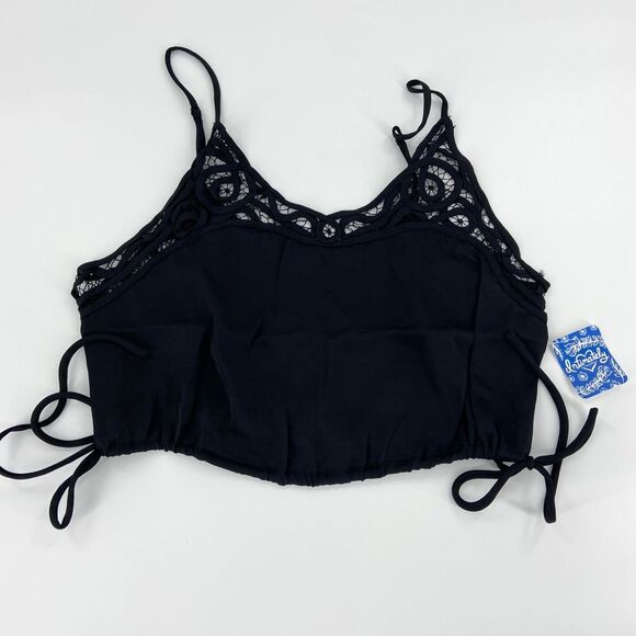 Free People Intimately Black Blouson Satin Brami Crop Camisole XS - Picture 3 of 13